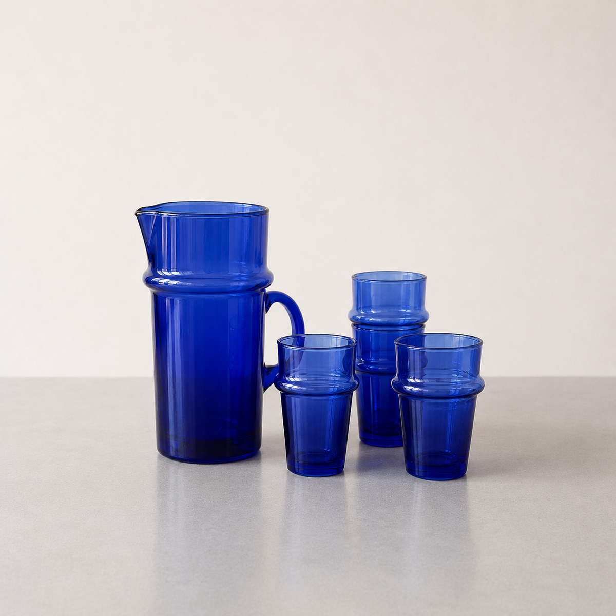 BLUE CARAFE & GLASSES SET